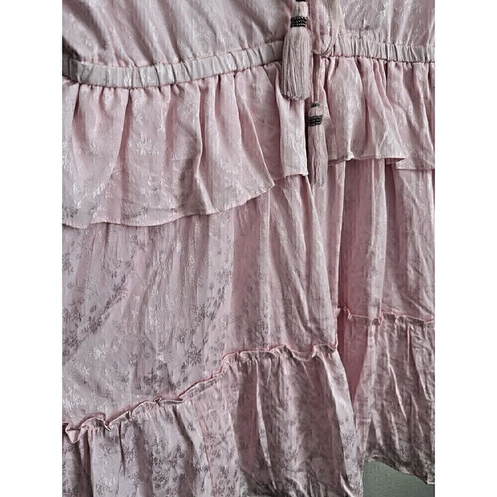 Nordstrom NSR Dress Womens Size Large Pink Kenny Satin Jacquard Ruffle Tassel - Picture 6 of 6